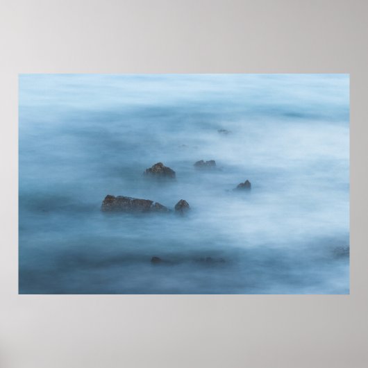 Misty blue long exposure of rocks in zee poster (Voorkant)