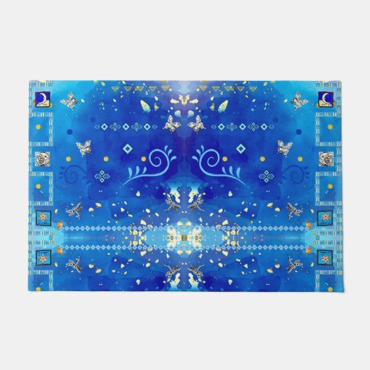 Misty Blue Mexican Art Luxury Decor Deurmat (Voorkant)