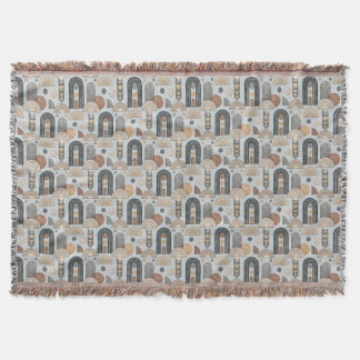 Misty Blue Moderne Boho Bogen Worpdeken Deken