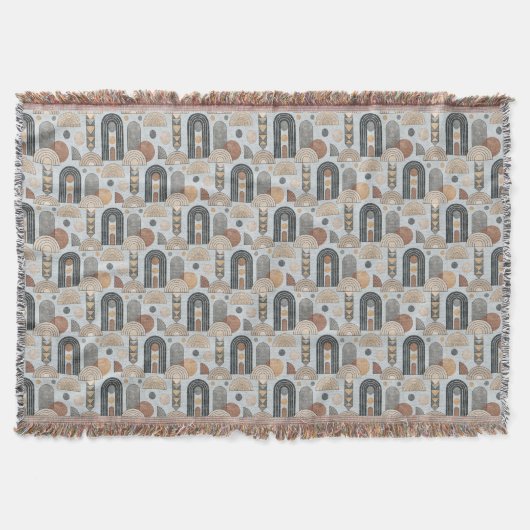 Misty Blue Moderne Boho Bogen Worpdeken Deken (Voorkant)