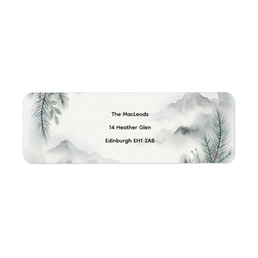 Misty Blue Mountain Pine Retouradreslabels Etiket (Voorkant)