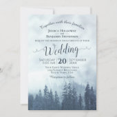 Misty Blue Mountain Pines Rustieke QR Code Bruilof Kaart (Voorkant)