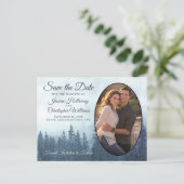 Misty Blue Mountains ovale foto opslaan van de dat Aankondigingskaart (Staand voorkant)