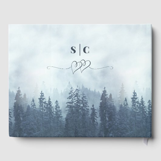 Misty Blue Mountains & Pines Rustieke bruiloft Gastenboek (Achterkant)