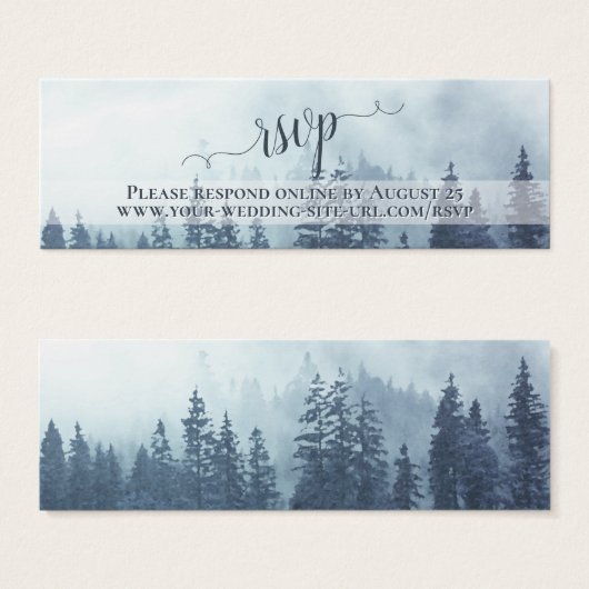 Misty Blue Mountains Wedding RSVP Online Kaart (Voorkant /achterkant)