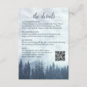 Misty Blue Pine Bomen Bruiloft Details QR Code Informatiekaartje (Voorkant)