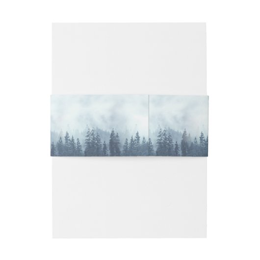 Misty Blue Pine Tree Forest rustieke bruiloft Uitnodigingen Wikkel (Achterkant Voorbeeld)