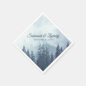 Misty Blue Pine Trees Rustic Waterverf Wedding Servet (Hoek)