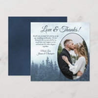 Misty Blue Pine Trees Rustic Wedding Oval Foto