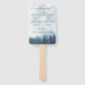 Misty Blue Pine Trees Rustic Wedding Programme Handwaaier (Achterkant)