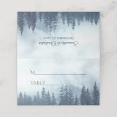 Misty Blue Pine Trees Rustic Wedding Write-In Plaatskaartje (Buitenkant ongevouwen)