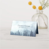 Misty Blue Pine Trees Rustic Wedding Write-In Plaatskaartje (Achterkant)