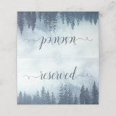 Misty Blue Pine Trees Rustieke Bruiloft Gereservee Plaatskaartje (Buitenkant ongevouwen)