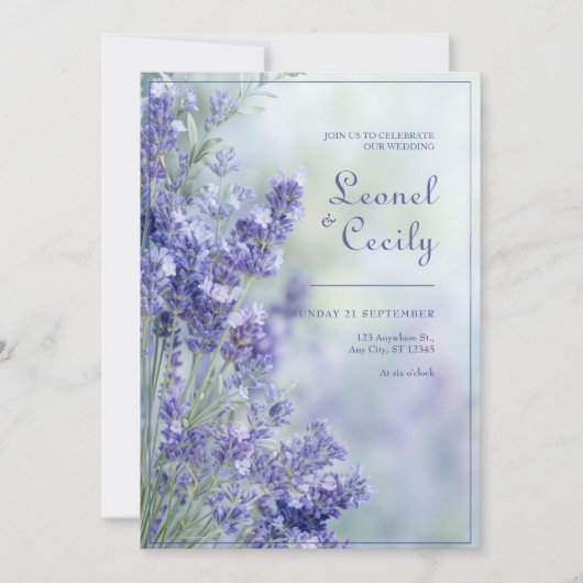 Misty Blue Romantic Lavender Frame Kaart (Voorkant)