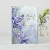 Misty Blue Romantic Lavender Frame Kaart (Staand voorkant)