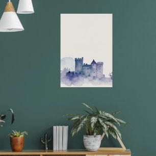 Misty Blue Schotse Kasteel Aquarel Poster