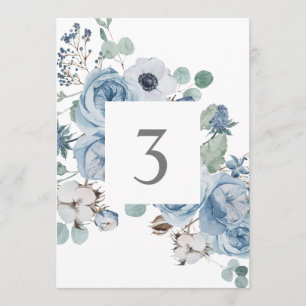 Misty Blues Bloemen Rozen Anemonen Tafel Kaarten