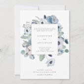 Misty Blues bruiloft uitnodiging (Voorkant)