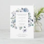 Misty Blues bruiloft uitnodiging (Staand voorkant)