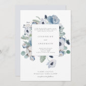 Misty Blues bruiloft uitnodiging (Voorkant / Achterkant)