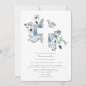 Misty Blues Cross Doop Uitnodiging doop (Voorkant)