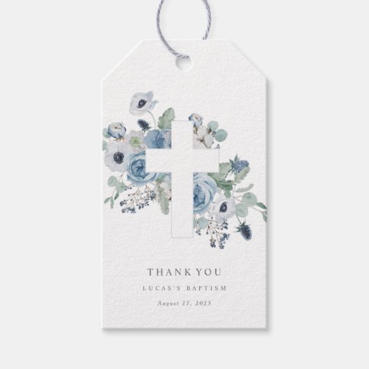 Misty Blues Doop Doop Bedankt Gift Label Cadeaulabel (Voorkant)