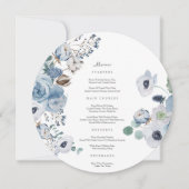 Misty Blues Rozen Anemones Circle Menu Kaart (Voorkant)