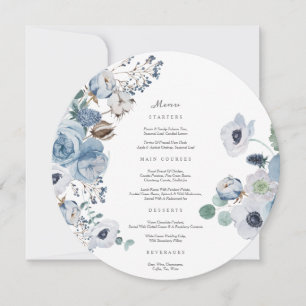Misty Blues Rozen Anemones Circle Menu Kaart