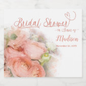 Misty Blush Floral Vrijgezellenfeest Design Sparkling Wijnetiket (Enkel label)