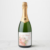 Misty Blush Floral Vrijgezellenfeest Design Sparkling Wijnetiket (Voorkant)