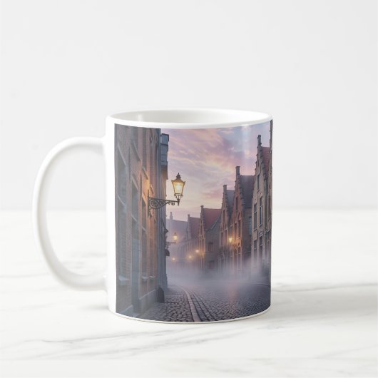 Misty Bruges Lantaarn Glow Droomlandschap Mok (Links)