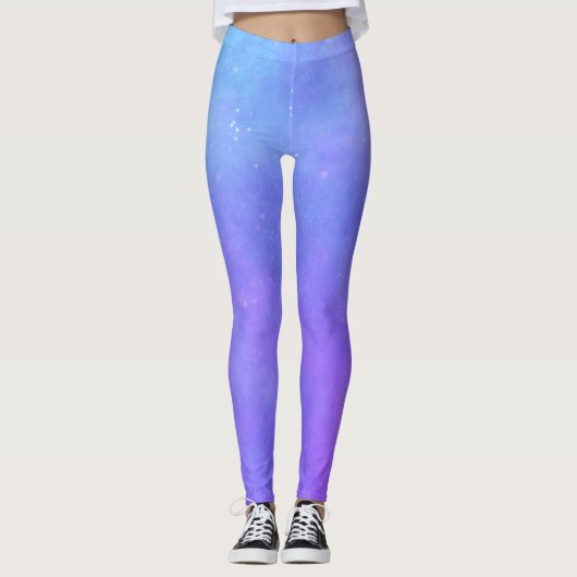 Misty Celestial Sky Mix of Purples blues Stars Leggings (Voorkant)