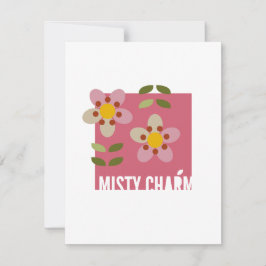 MISTY CHARM - Modern Floral Invitation Kaart