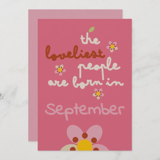 MISTY CHARM - Verjaardag Bloemenuitnodiging Kaart (Voorkant / Achterkant)