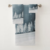 Misty Christmas Bergen en Bomen Handdoek badset (Insitu)