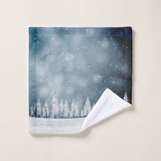 Misty Christmas Bergen en Bomen Handdoek badset (Wasdoekje)
