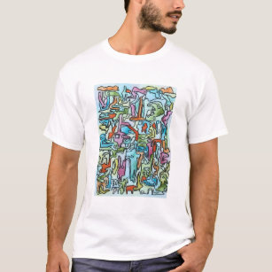 Misty City-Hand-geschilderde Abstracte Waterverf A T-shirt
