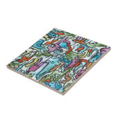 Misty City-Hand-geschilderde Abstracte Waterverf A Tegeltje (Zijkant)