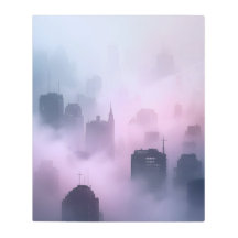 Misty Cityscape.Modern slaapkamer muur kunst.