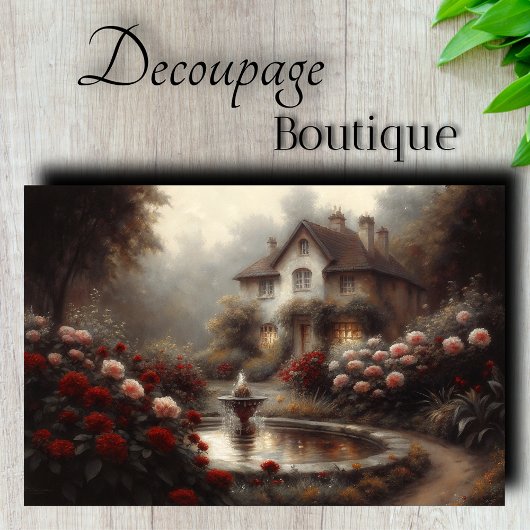 Misty Cottage Garden Decoupage Tissuepapier
