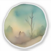 Misty Dawn Landschap Sticker (Voorkant)