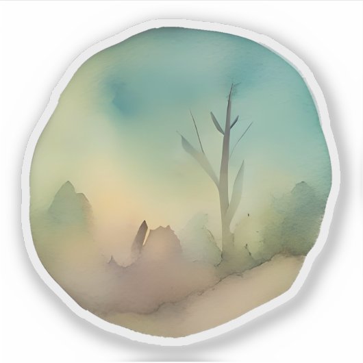 Misty Dawn Landschap Sticker (Voorkant)