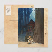 Misty day in Nikko Hiroshi Yoshida woodblock art Briefkaart (Voorkant / Achterkant)