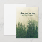 Misty dennenbos bomen aangepast aandenken bedankkaart (Voorkant / Achterkant)