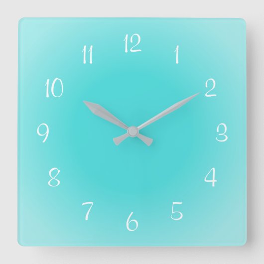 Misty Edges Aqua Blue Frosted Design Soft Colour Vierkante Klok (Voorkant)