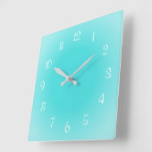 Misty Edges Aqua Blue Frosted Design Soft Colour Vierkante Klok (Hoek)