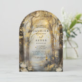 Misty Enchanted Forest Path Huwelijksuitnodiging Kaart (Staand voorkant)