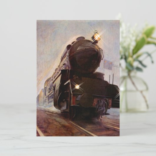 Misty Evening Train Retirement Party Invitations! Kaart (Staand voorkant)