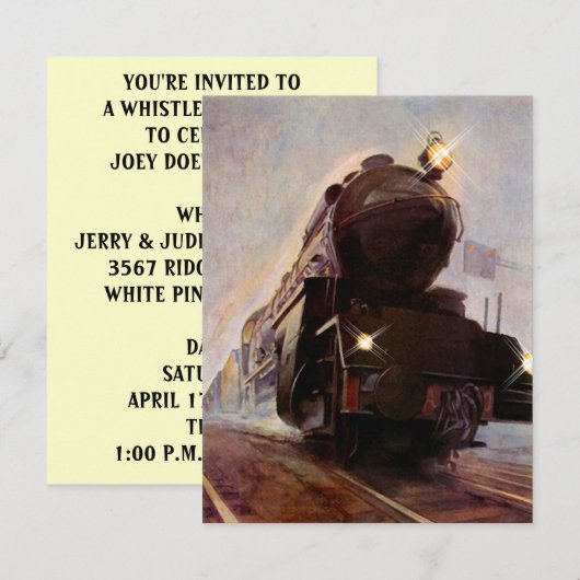 Misty Evening Train Sta Kaart (Voorkant / Achterkant)