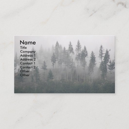 Misty Evergreen Forest Landschap Visitekaartje (Voorkant)